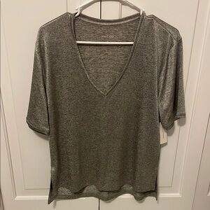 Anthropologie Shimmering Gray Short Sleeve Tee